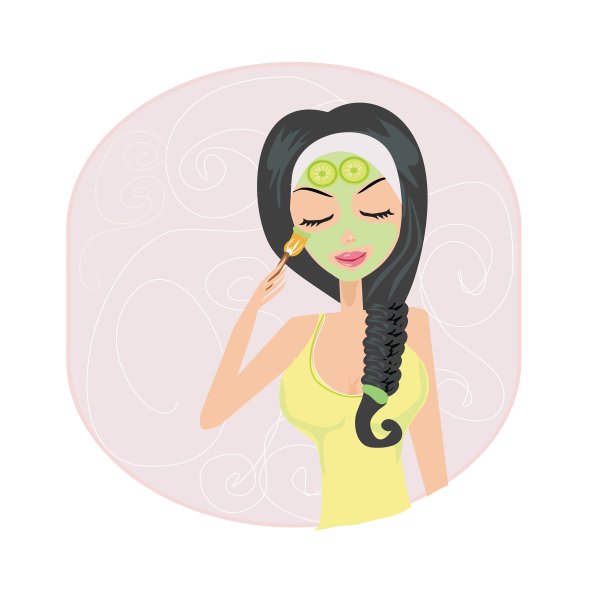 可爱的女孩在擦保湿霜图片下载