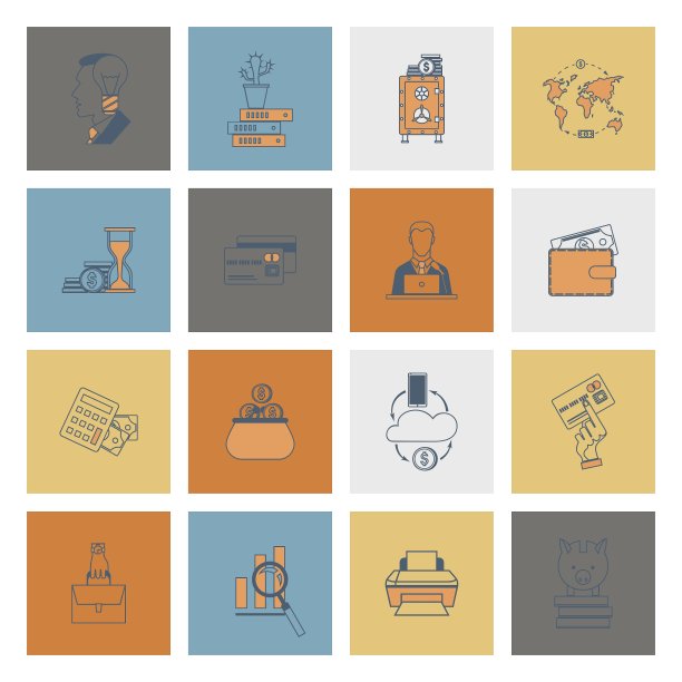 商业和金融图标集图片下载