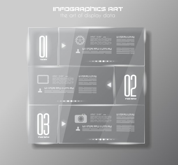 信息图表设计模板与玻璃表面图片下载