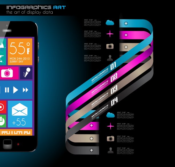 现代信息图表与触摸屏智能手机图片下载
