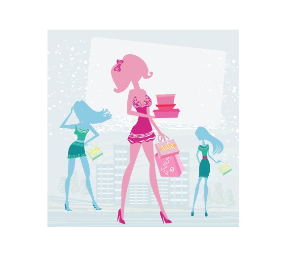 时尚女孩的购物图片下载