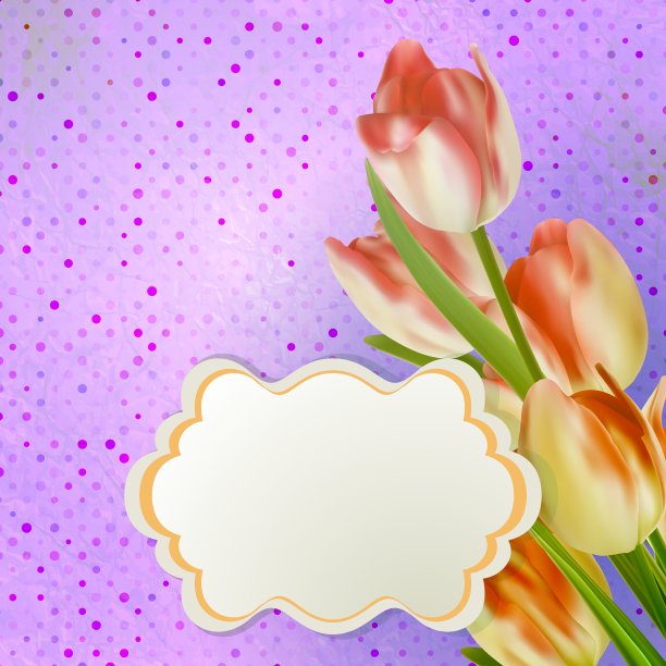 红色郁金香花束和波尔卡点卡EPS 10图片下载