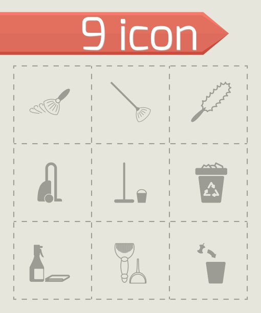 黑色清洁图标集图片下载