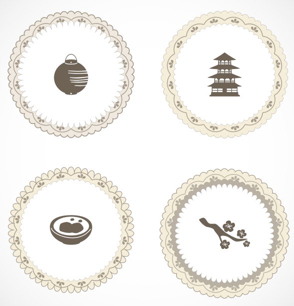 带有图标的复古标签图片下载