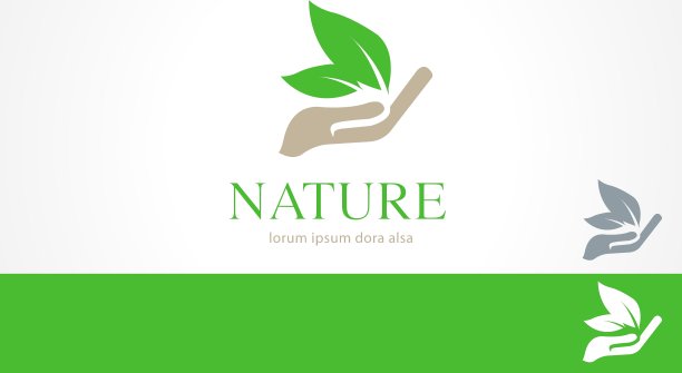 手叶绿色自然自然标志模板图片下载