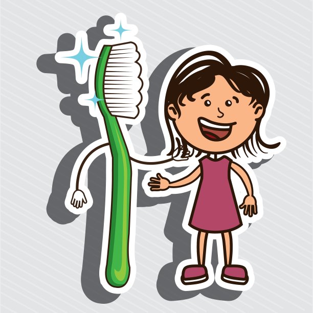 女孩牙刷孤立图标设计图片下载