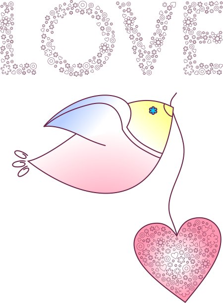 抽象的有一颗心的鸟图片下载