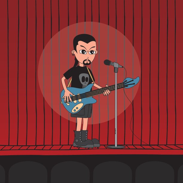 现场乐队男孩卡通人物图片下载