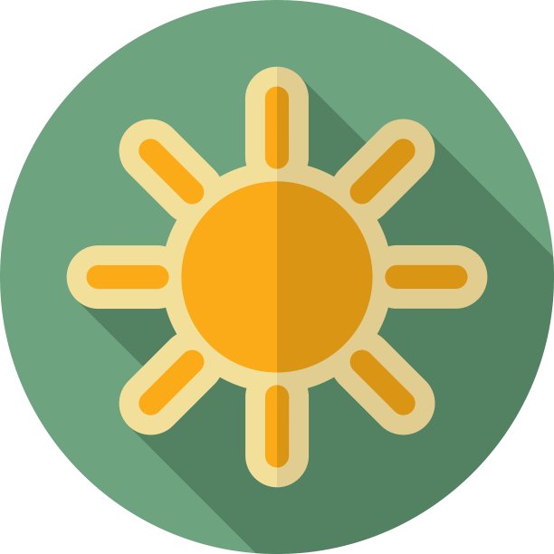 复古扁平风格的太阳气象天气图标图片下载