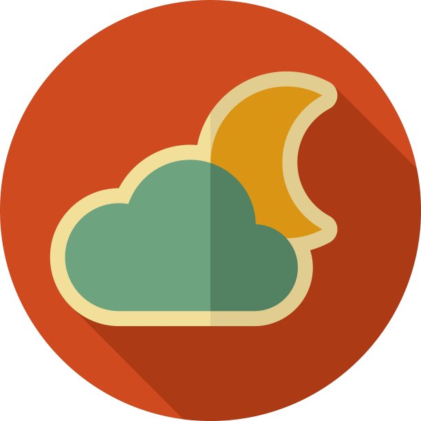 云月亮复古平面图标气象天气图片下载