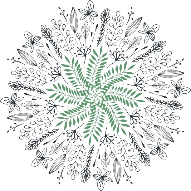 手绘花卉抽象圆图片下载