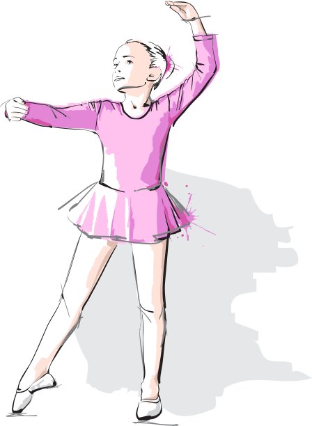 芭蕾舞女演员，穿着粉红色的裙子和脚尖图片下载