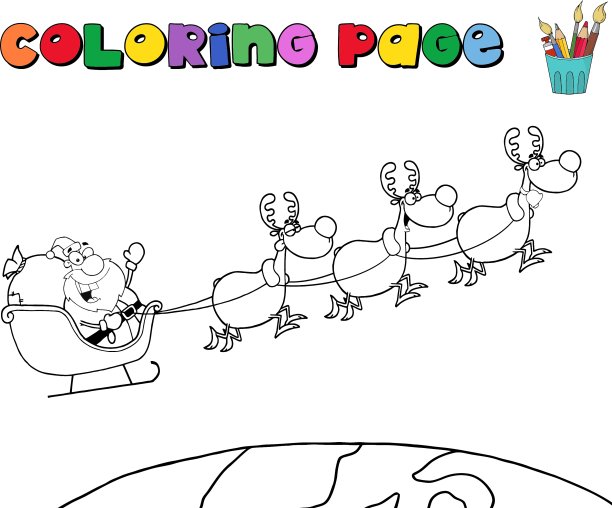 带雪橇的卡通圣诞老人图片下载