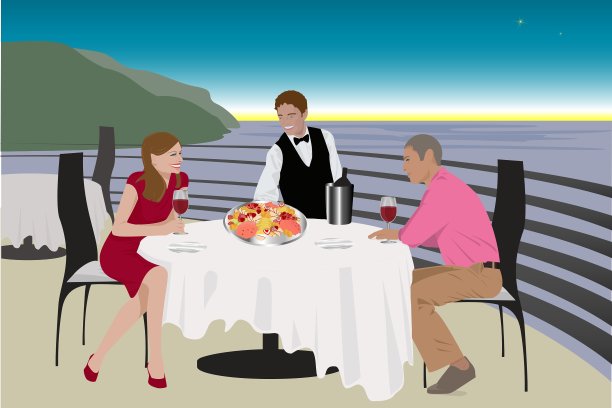 一对夫妇在餐厅吃饭图片下载