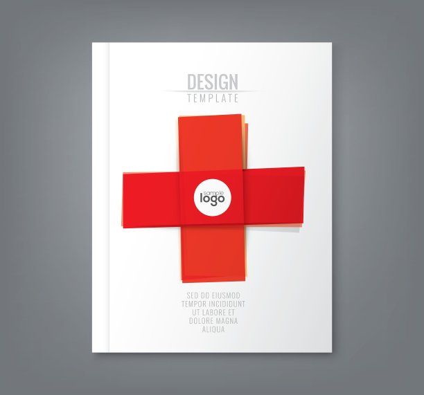 最小的红色带子在十字形状的设计背景图片下载