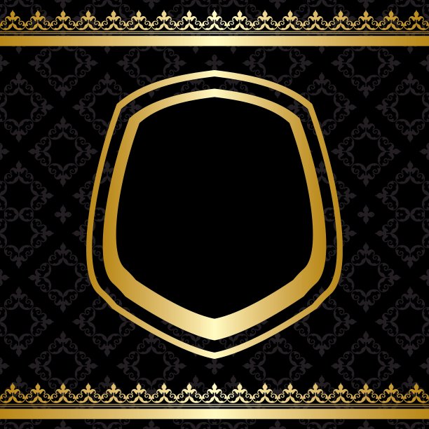 黑色背景上的金色框架和装饰图片下载