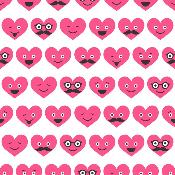 无缝图案与情人的心微笑图片下载