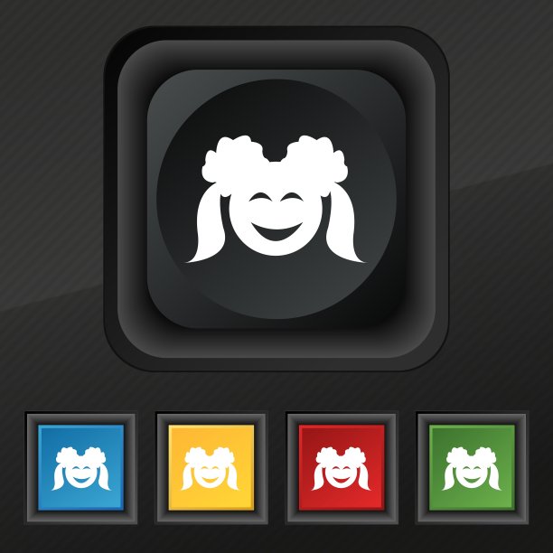 微笑的女孩图标象征五套彩色图片下载