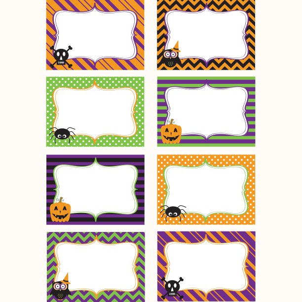 万圣节印刷标签集图片下载