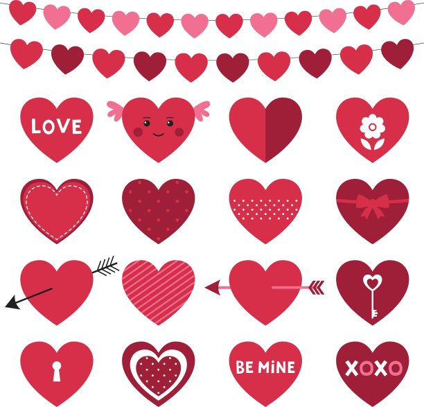 情人节装饰和心形套装图片下载