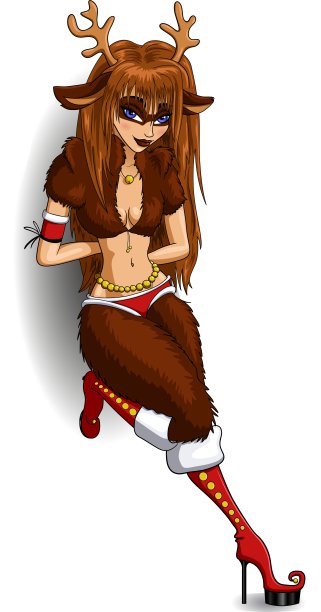 穿着圣诞鹿服装的漂亮女孩图片下载