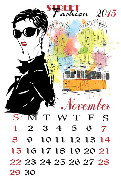 时尚女孩日历图片下载