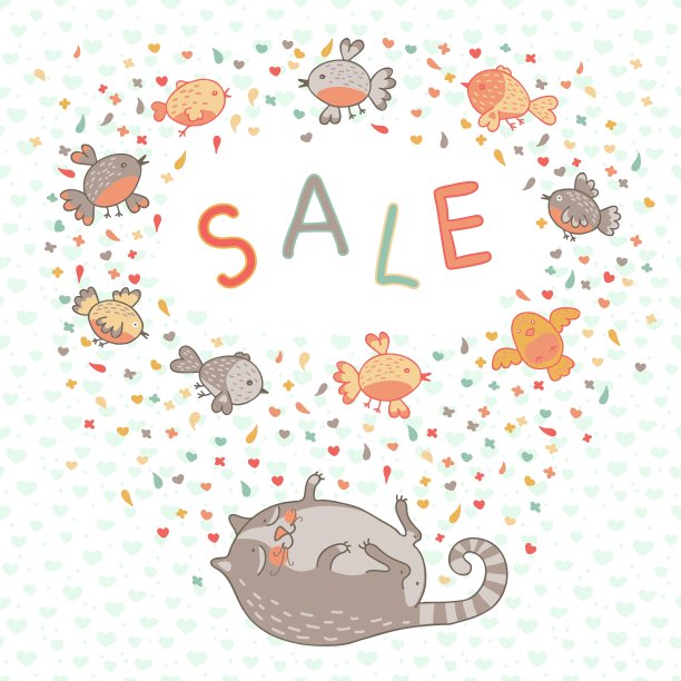 一只可爱的猫和小鸟图片下载