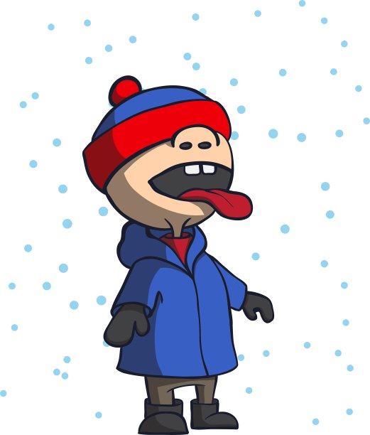 孩子抓着吃着雪花卡通图片下载