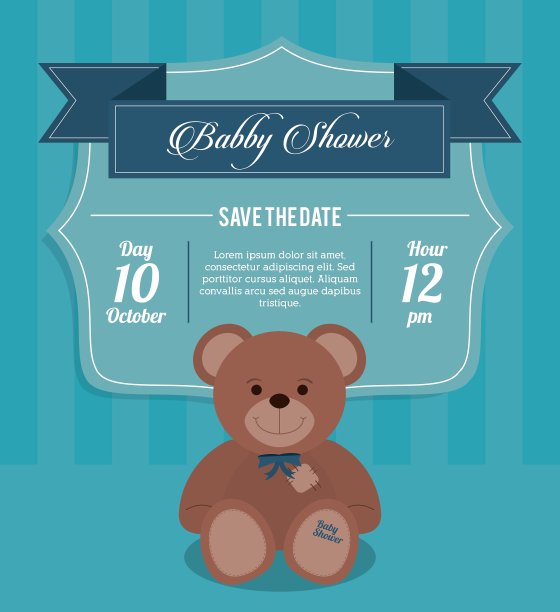 宝宝淋浴设计泰迪熊图标蓝色图片下载