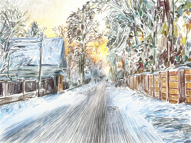 描绘了美丽的乡村冬天图片下载