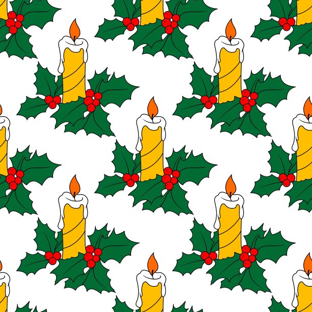 圣诞蜡烛无缝patter背景图片下载