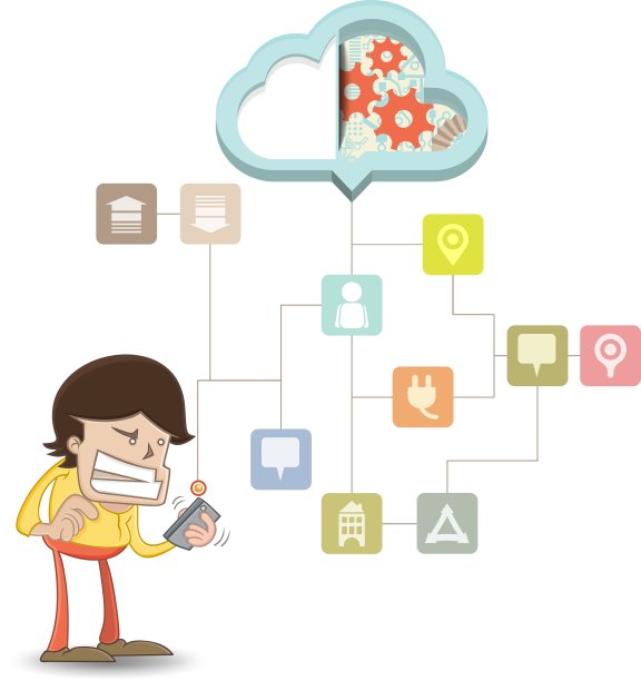 在云上使用智能手机的商人图片下载