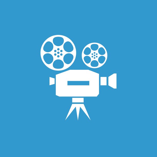 蓝色背景上的白色视频图标图片下载