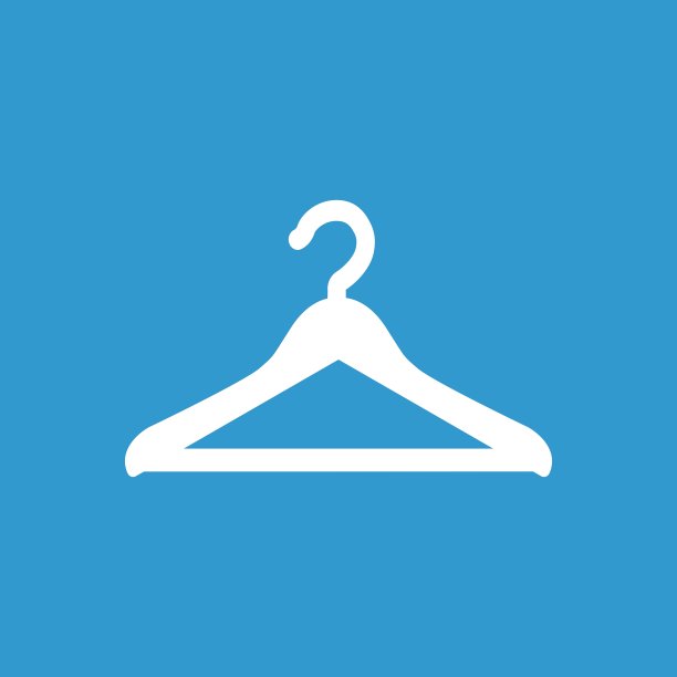 衣架图标白色的蓝色背景图片下载