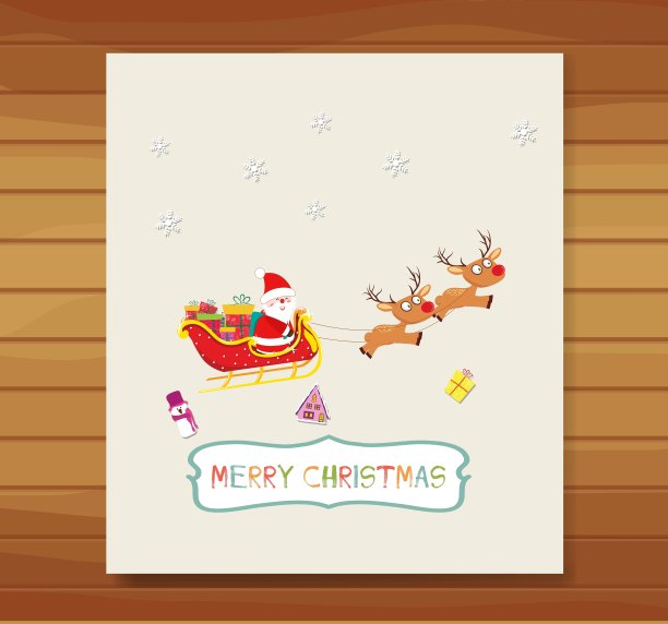 圣诞老人坐在雪橇上图片下载