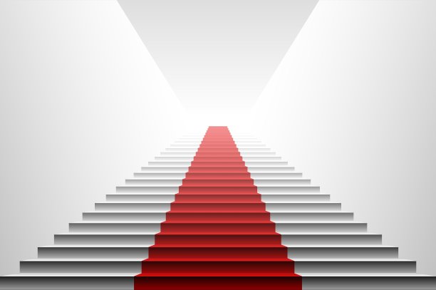 3d图像的红地毯上的白色楼梯红色楼梯图片下载