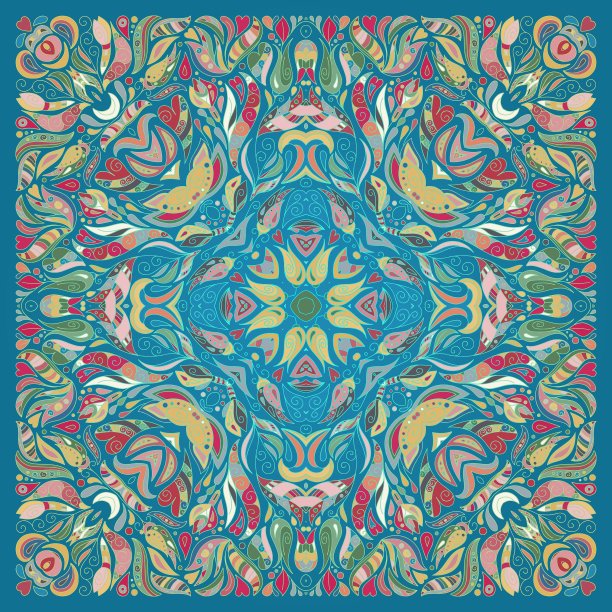 点缀花手帕印花丝绸脖子图片下载