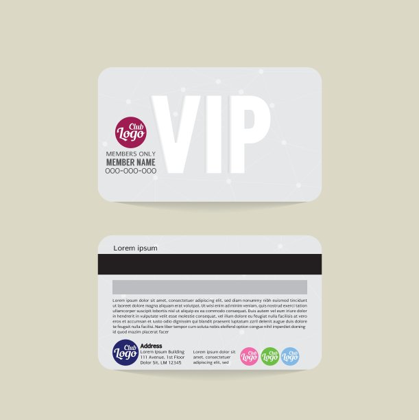 前和后VIP会员卡模板图片下载