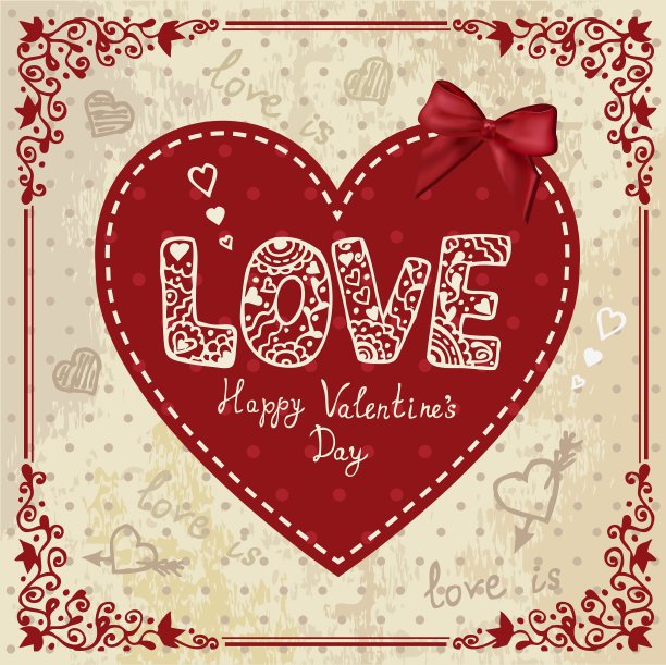 带爱心的复古卡片图片下载