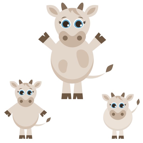 一套可爱的奶牛图片下载