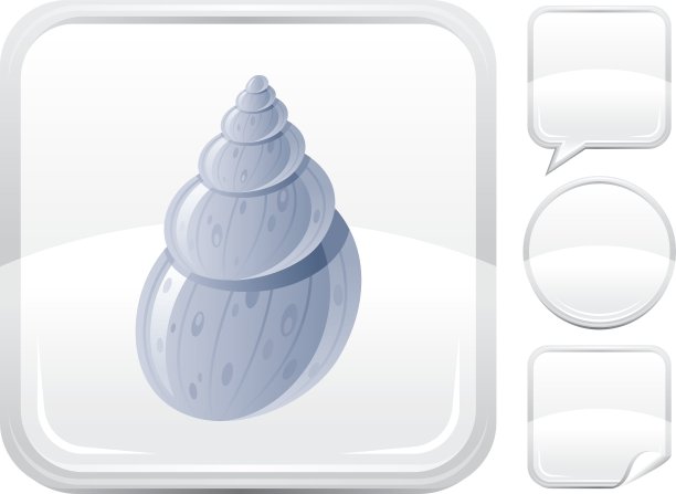 海夏季海滩和旅游图标与海贝图片下载