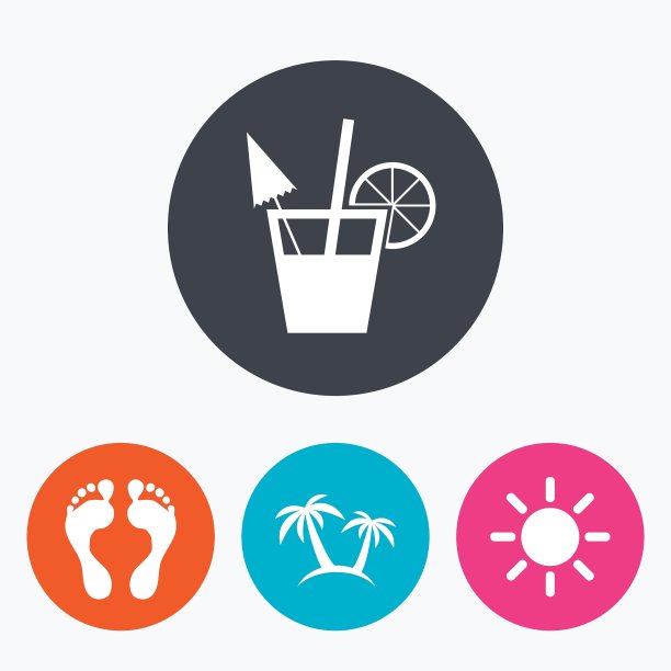 海滩假日标志鸡尾酒人类足迹图片下载