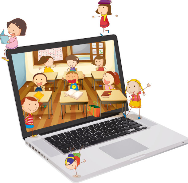 笔记本电脑上的教室图片图片下载