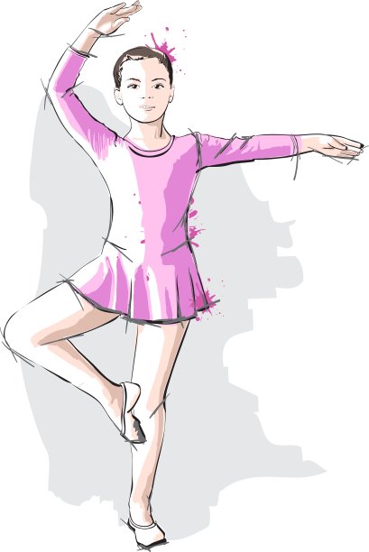 芭蕾舞女演员，穿着粉红色的裙子和脚尖图片下载
