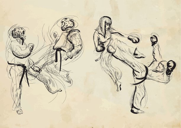 跆拳道手绘书法和垃圾图片下载