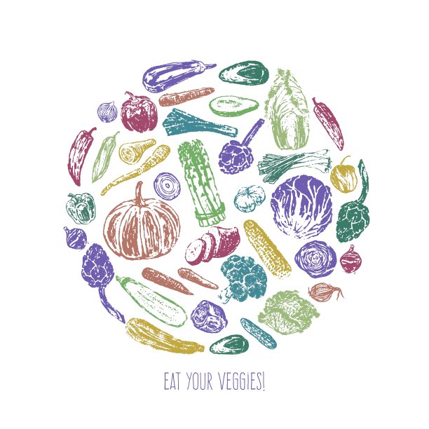 墨水手绘蔬菜卡图片下载