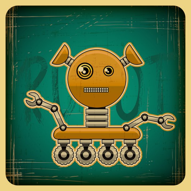 卡在复古风格的机器人图片下载