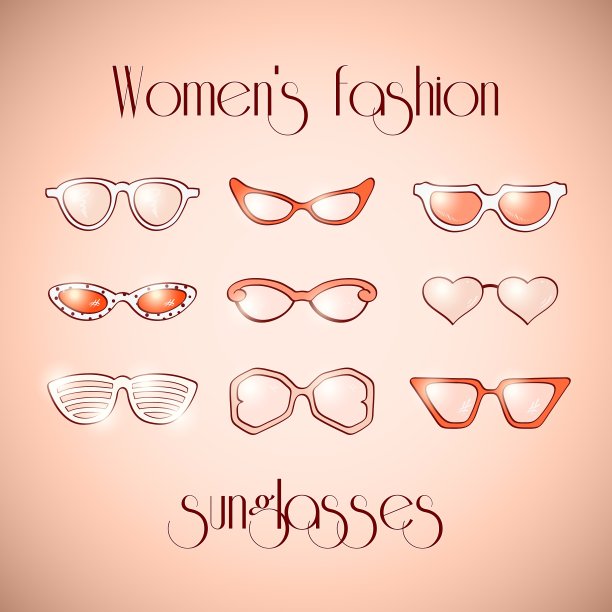 女性时尚孤立太阳镜套装图片下载