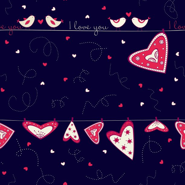 天衣无缝的图案与鸟儿的爱情和心灵图片下载