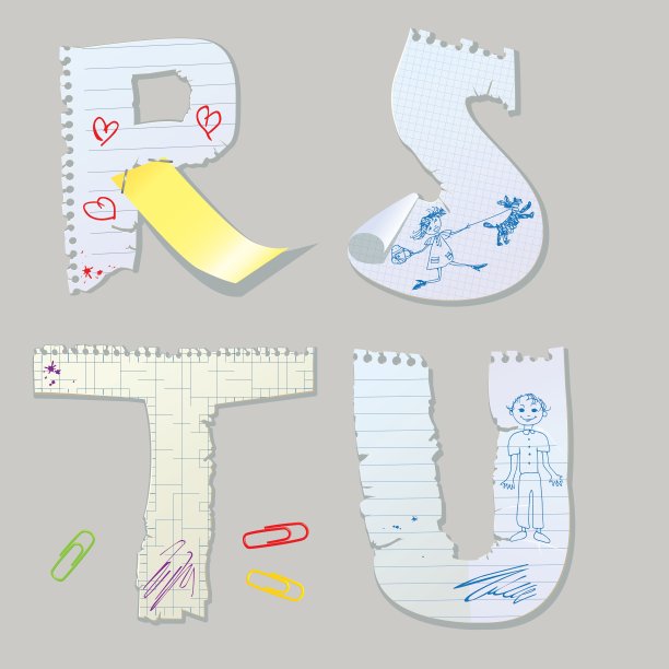 英文字母是用旧纸做的图片下载